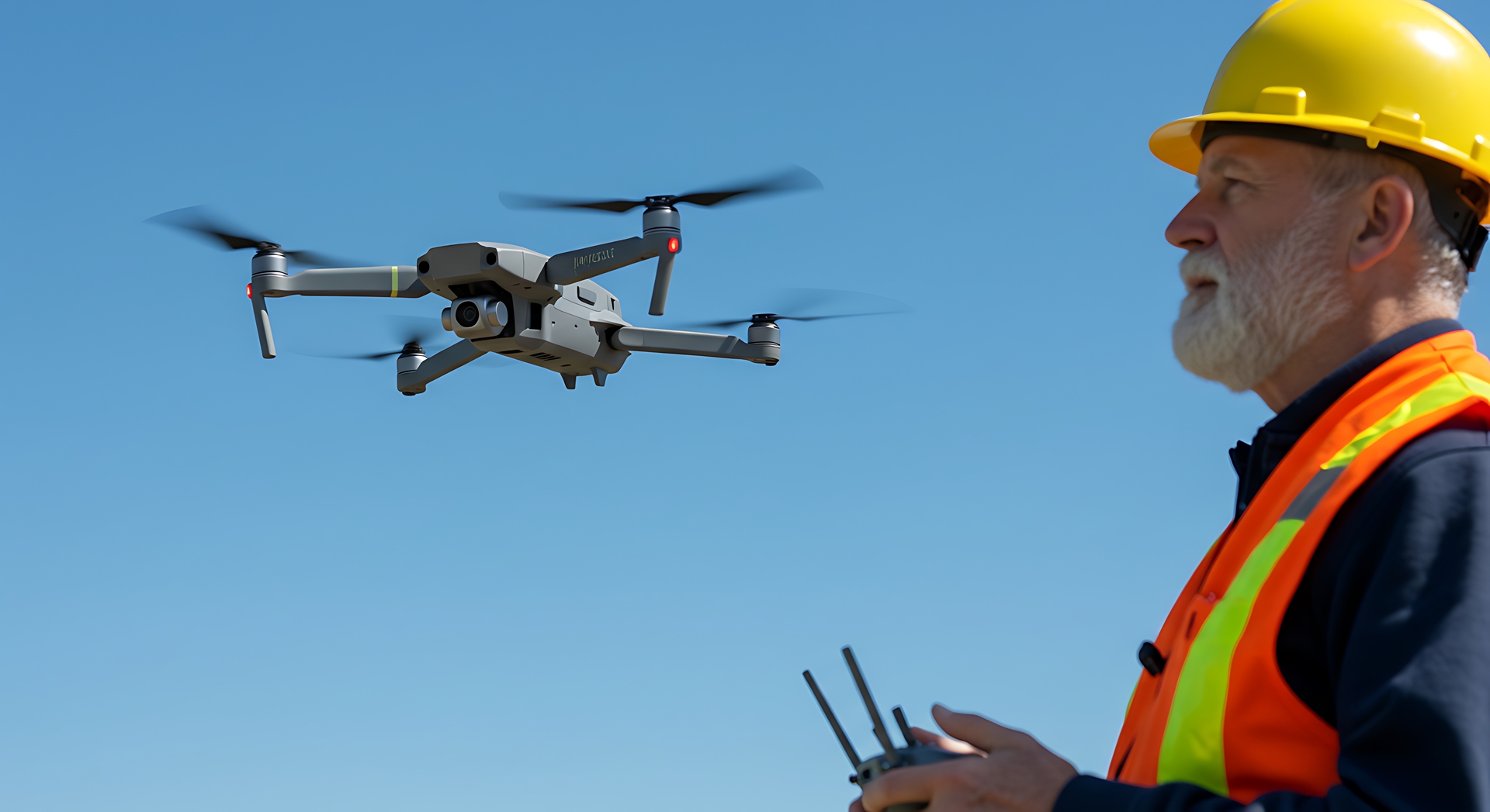 Professional engineer operating drone
